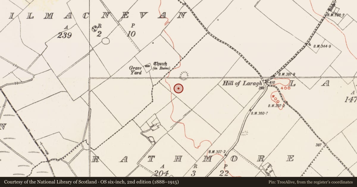 Ordnance Survey six-inch map, 2nd edition (1888–1915) covering the location of Ringfort - unclassified, Rathmore, County Westmeath, with a pin at the register's coordinates