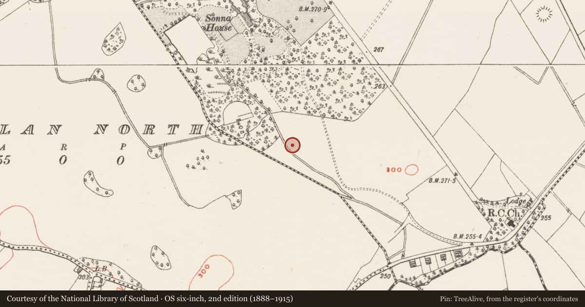 Ordnance Survey six-inch map, 2nd edition (1888–1915) covering the location of Enclosure, Sonna Demesne, County Westmeath, with a pin at the register's coordinates