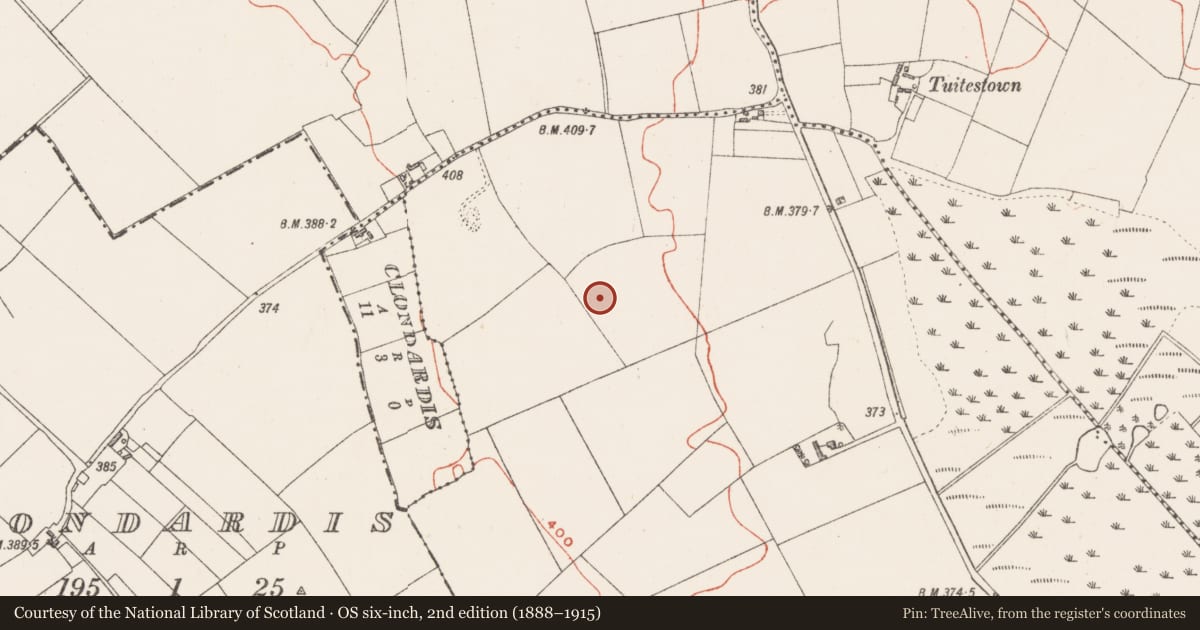 Ordnance Survey six-inch map, 2nd edition (1888–1915) covering the location of Ring-ditch, Slanestown, County Westmeath, with a pin at the register's coordinates