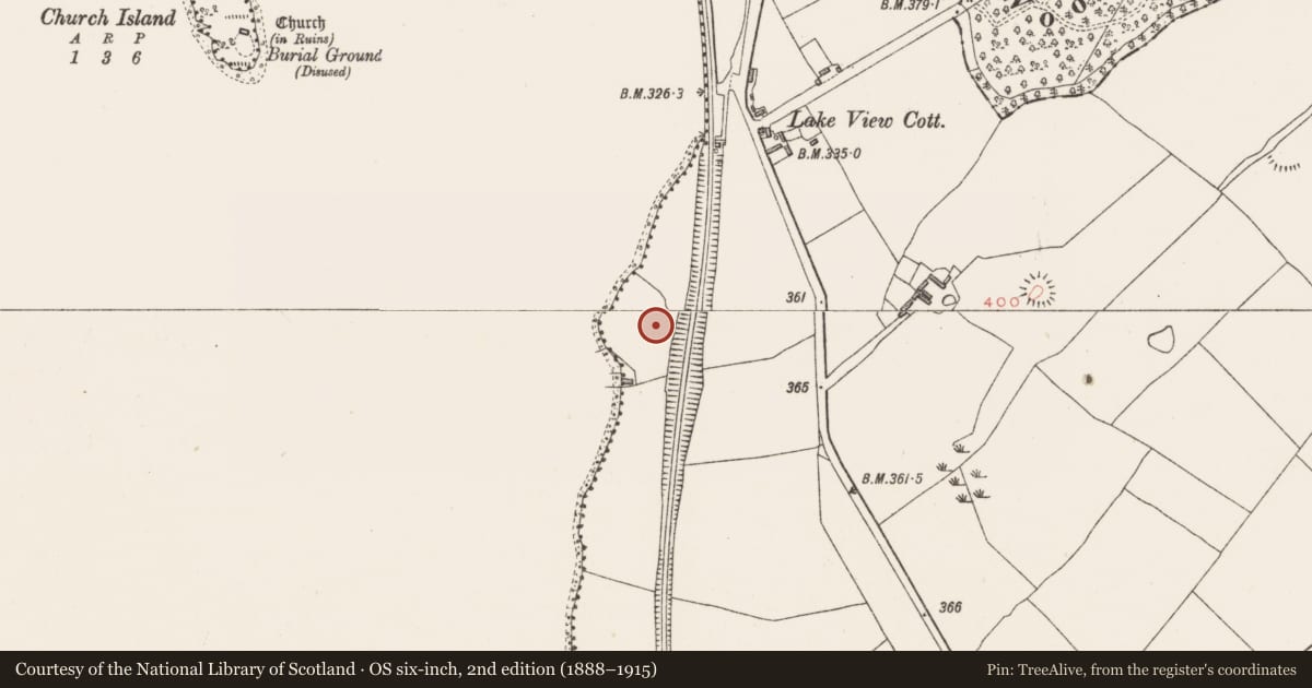 Ordnance Survey six-inch map, 2nd edition (1888–1915) covering the location of Barrow - ring-barrow, Culleen More, County Westmeath, with a pin at the register's coordinates