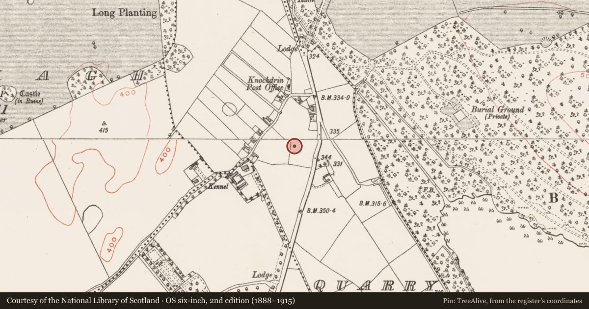 Ordnance Survey six-inch map, 2nd edition (1888–1915) covering the location of Earthwork, Culleen More, County Westmeath, with a pin at the register's coordinates