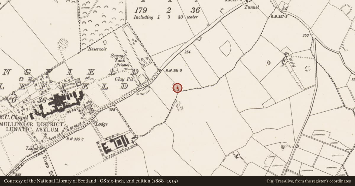 Ordnance Survey six-inch map, 2nd edition (1888–1915) covering the location of Ringfort - rath, Ballagh, County Westmeath, with a pin at the register's coordinates
