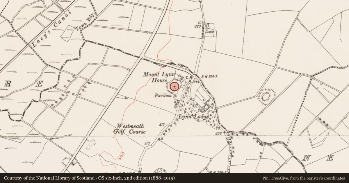 Ordnance Survey six-inch map, 2nd edition (1888–1915) covering the location of Ringfort - rath, Lynn, County Westmeath, with a pin at the register's coordinates