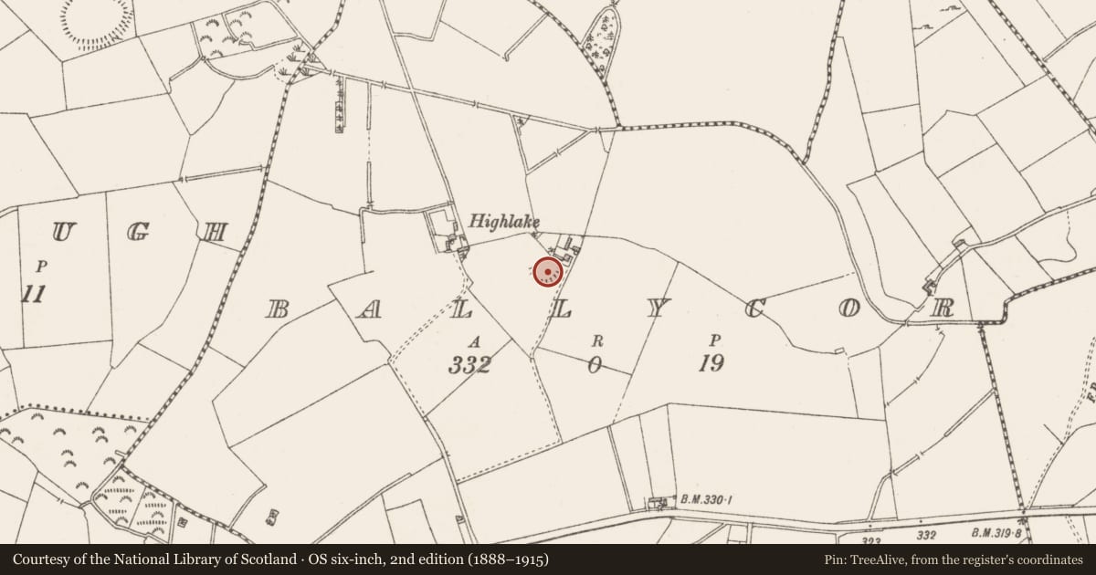 Ordnance Survey six-inch map, 2nd edition (1888–1915) covering the location of Ringfort - rath, Ballycor, County Westmeath, with a pin at the register's coordinates