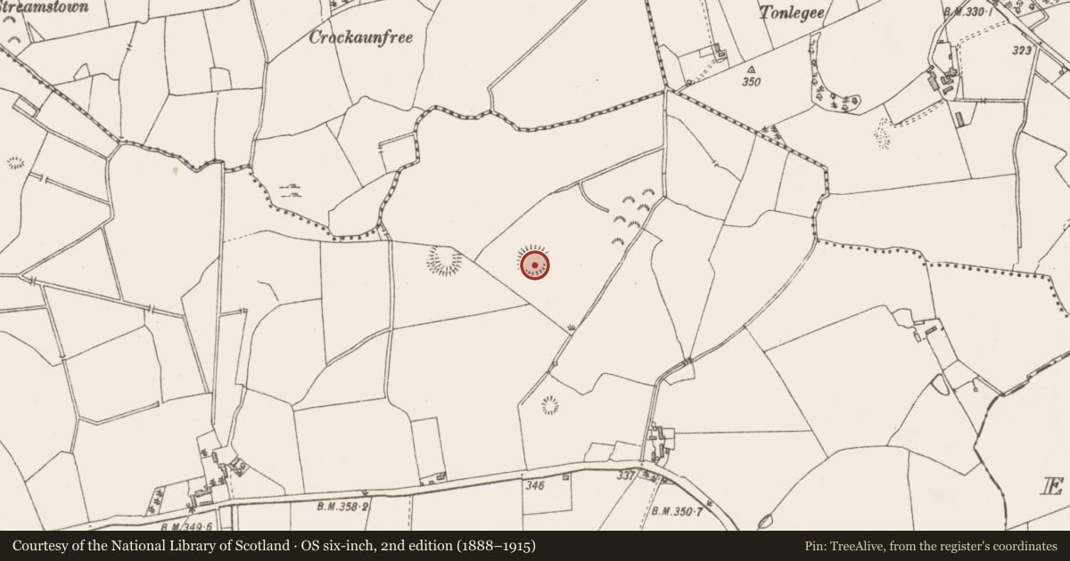 Ordnance Survey six-inch map, 2nd edition (1888–1915) covering the location of Ringfort - rath, Clonickilvant, County Westmeath, with a pin at the register's coordinates