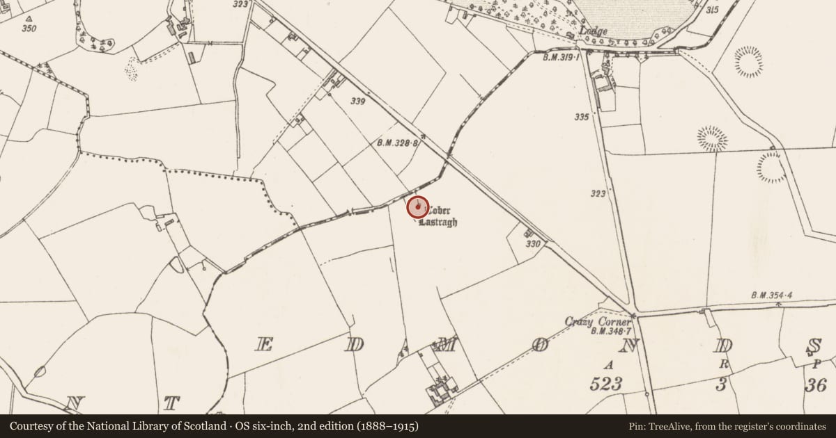 Ordnance Survey six-inch map, 2nd edition (1888–1915) covering the location of Ritual site - holy well, Edmondstown, County Westmeath, with a pin at the register's coordinates