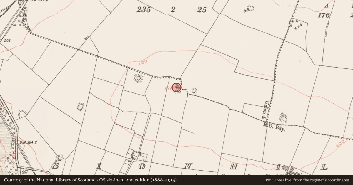 Ordnance Survey six-inch map, 2nd edition (1888–1915) covering the location of Castle - motte, Sionhill, County Westmeath, with a pin at the register's coordinates