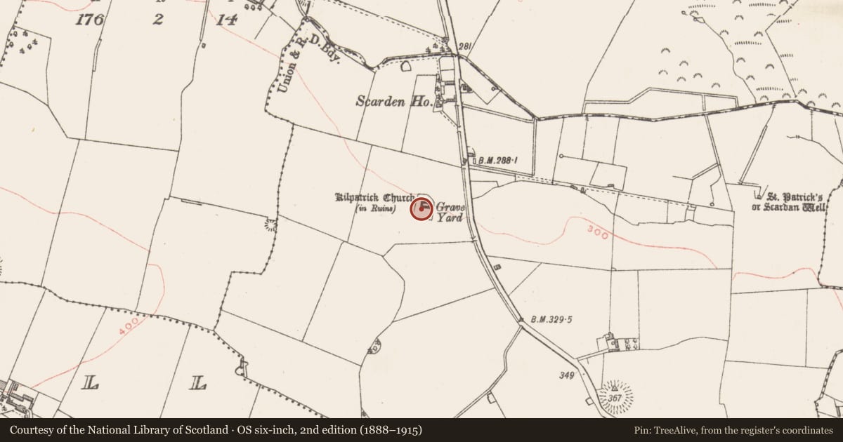 Ordnance Survey six-inch map, 2nd edition (1888–1915) covering the location of Graveyard, Corbetstown, County Westmeath, with a pin at the register's coordinates
