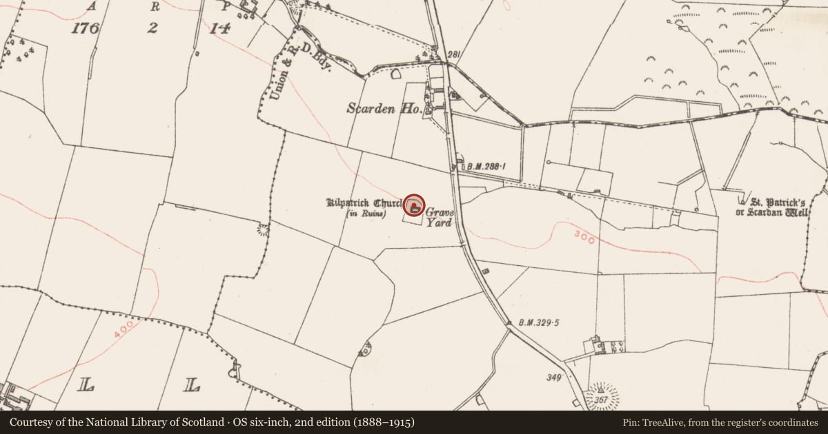 Ordnance Survey six-inch map, 2nd edition (1888–1915) covering the location of Kiln - corn-drying, Corbetstown, County Westmeath, with a pin at the register's coordinates