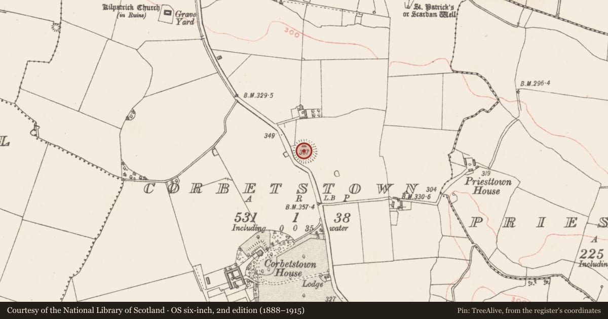 Ordnance Survey six-inch map, 2nd edition (1888–1915) covering the location of Ringfort - rath, Corbetstown, County Westmeath, with a pin at the register's coordinates