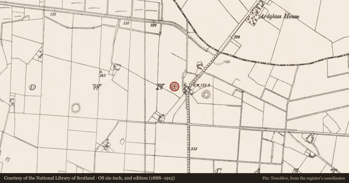 Ordnance Survey six-inch map, 2nd edition (1888–1915) covering the location of Ringfort - rath, Wooddown, County Westmeath, with a pin at the register's coordinates