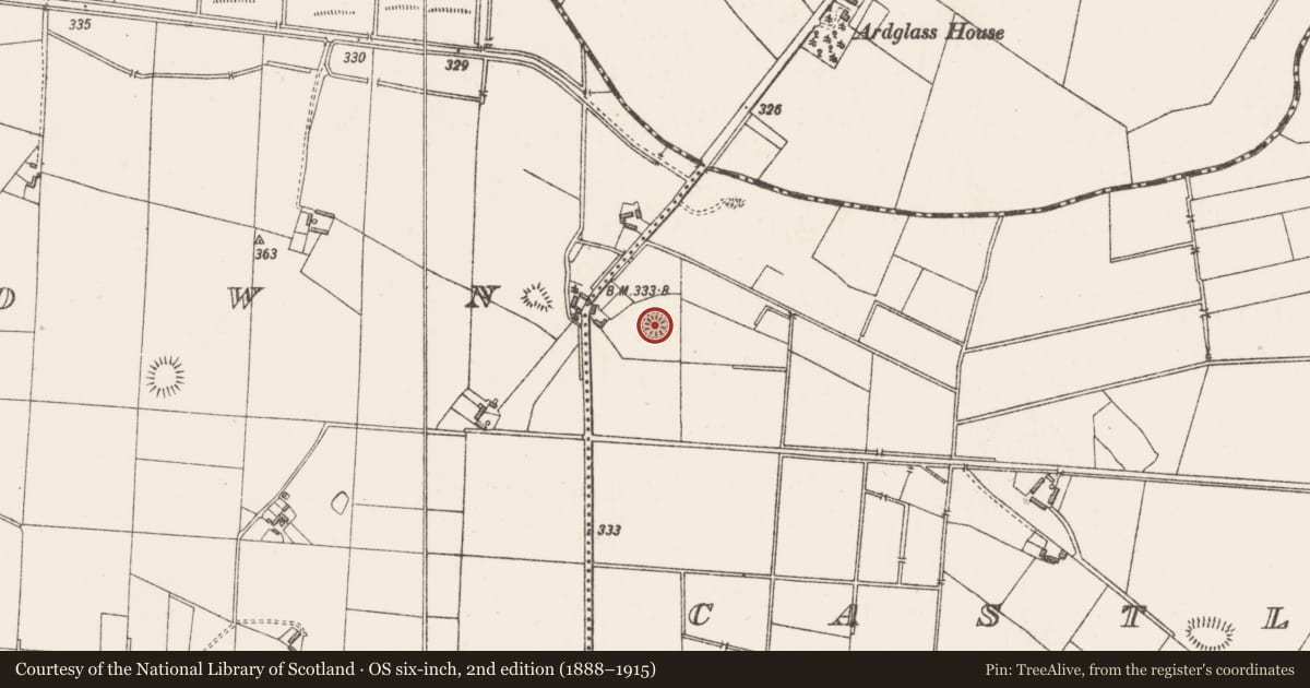 Ordnance Survey six-inch map, 2nd edition (1888–1915) covering the location of Ringfort - rath, Castledown, County Westmeath, with a pin at the register's coordinates