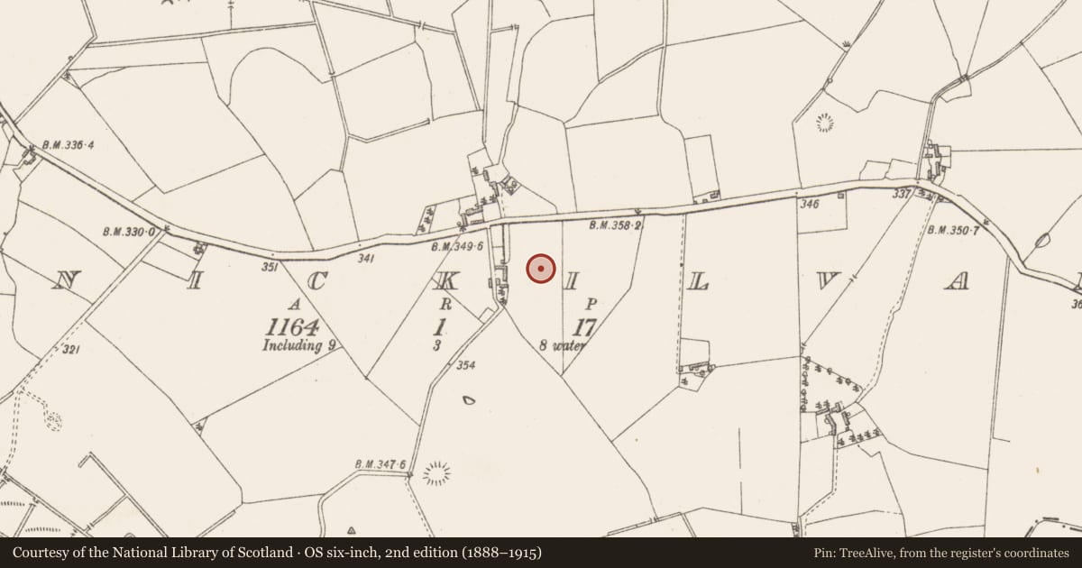 Ordnance Survey six-inch map, 2nd edition (1888–1915) covering the location of Enclosure, Clonickilvant, County Westmeath, with a pin at the register's coordinates