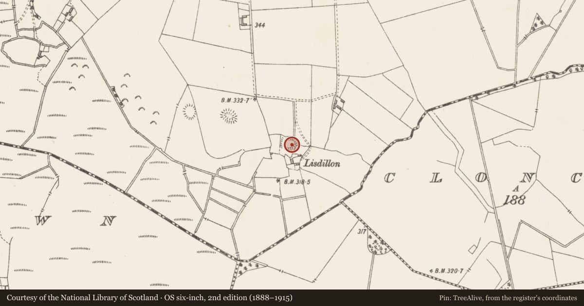 Ordnance Survey six-inch map, 2nd edition (1888–1915) covering the location of House - indeterminate date, Clonickilvant, County Westmeath, with a pin at the register's coordinates