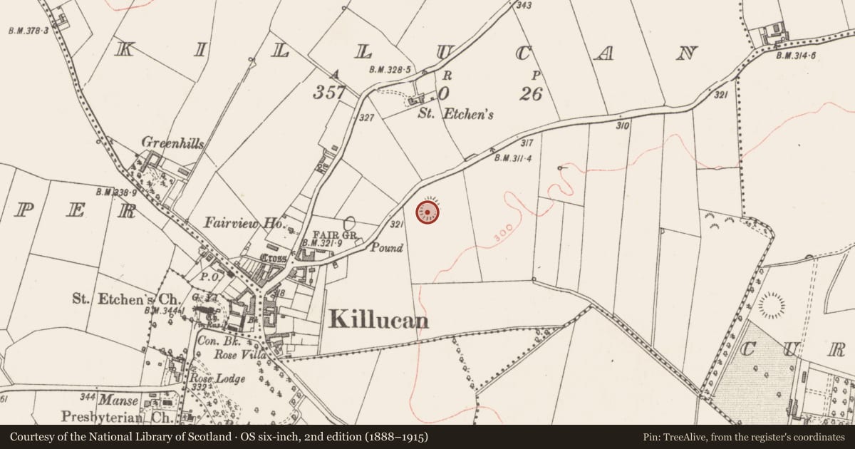 Ordnance Survey six-inch map, 2nd edition (1888–1915) covering the location of Ringfort - rath, Killucan, County Westmeath, with a pin at the register's coordinates