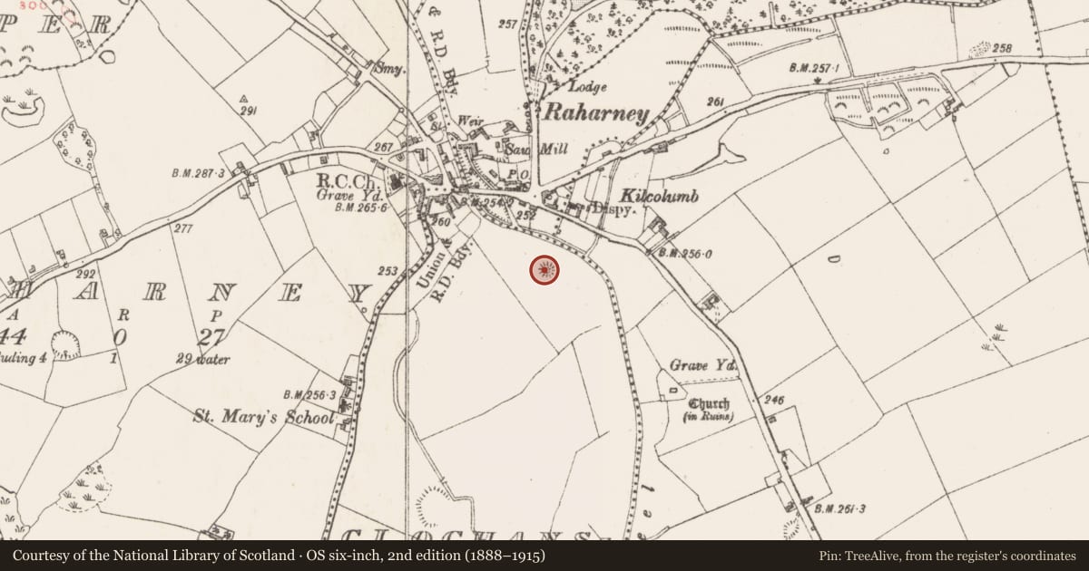 Ordnance Survey six-inch map, 2nd edition (1888–1915) covering the location of Barrow - unclassified, Cloghanstown, County Westmeath, with a pin at the register's coordinates