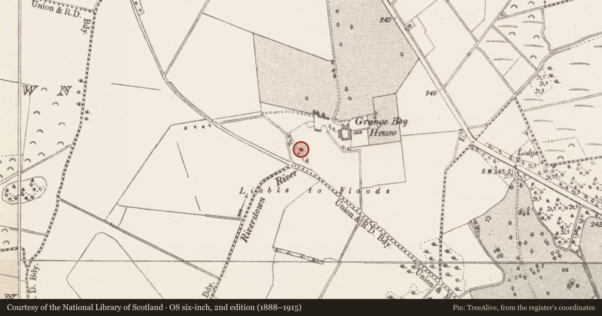 Ordnance Survey six-inch map, 2nd edition (1888–1915) covering the location of Dovecote, Grange Beg, County Westmeath, with a pin at the register's coordinates