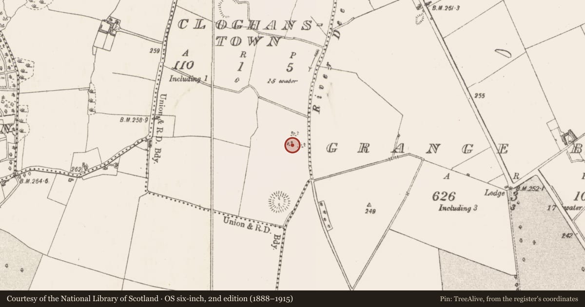 Ordnance Survey six-inch map, 2nd edition (1888–1915) covering the location of House - indeterminate date, Cloghanstown, County Westmeath, with a pin at the register's coordinates