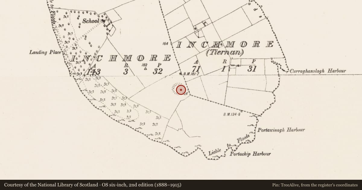 Ordnance Survey six-inch map, 2nd edition (1888–1915) covering the location of Ringfort - unclassified, Inchmore, County Westmeath, with a pin at the register's coordinates