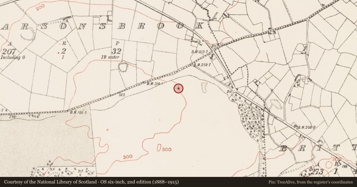 Ordnance Survey six-inch map, 2nd edition (1888–1915) covering the location of Barrow - bowl-barrow, Waterstown, County Westmeath, with a pin at the register's coordinates
