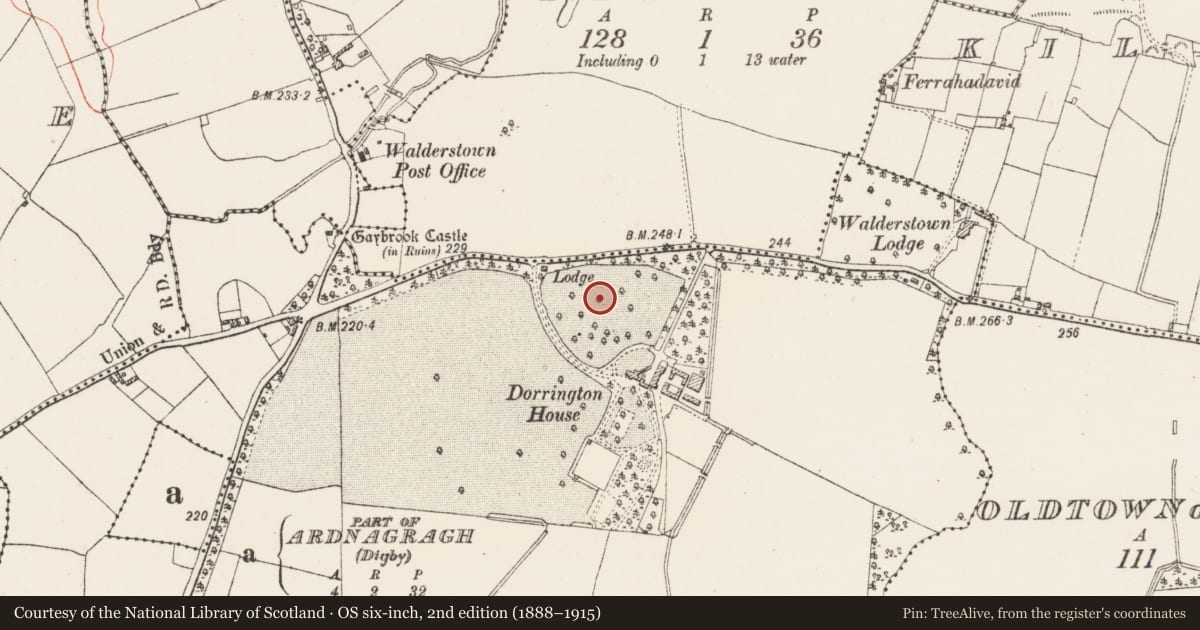 Ordnance Survey six-inch map, 2nd edition (1888–1915) covering the location of Ringfort - rath, Walderstown, County Westmeath, with a pin at the register's coordinates