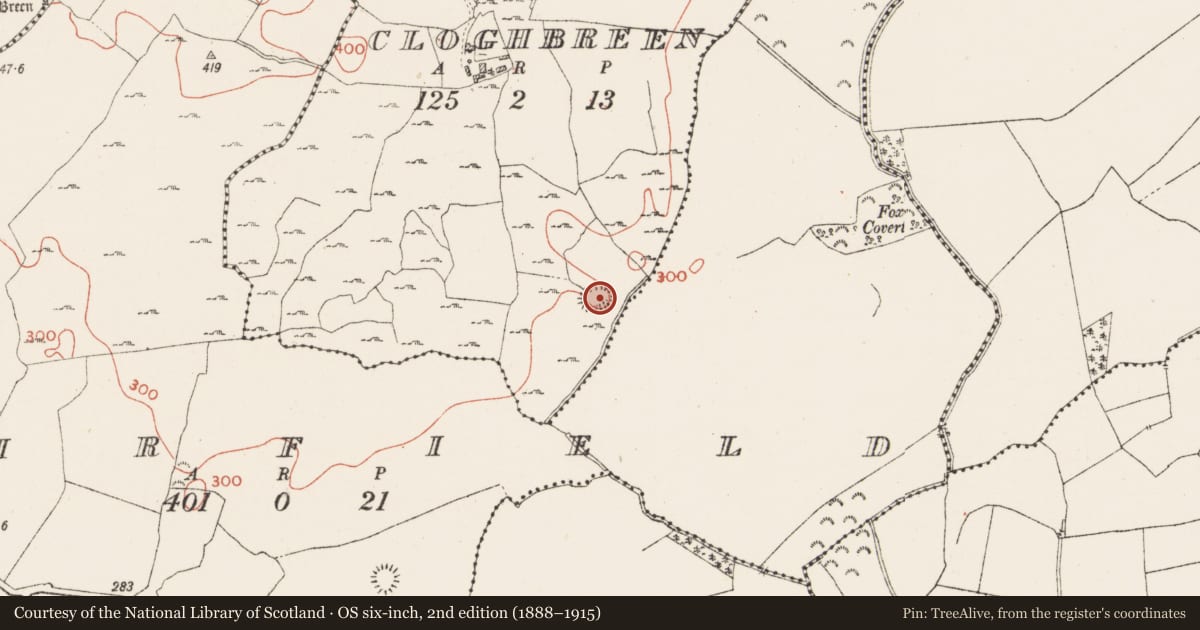 Ordnance Survey six-inch map, 2nd edition (1888–1915) covering the location of Ringfort - unclassified, Cloghbreen, County Westmeath, with a pin at the register's coordinates