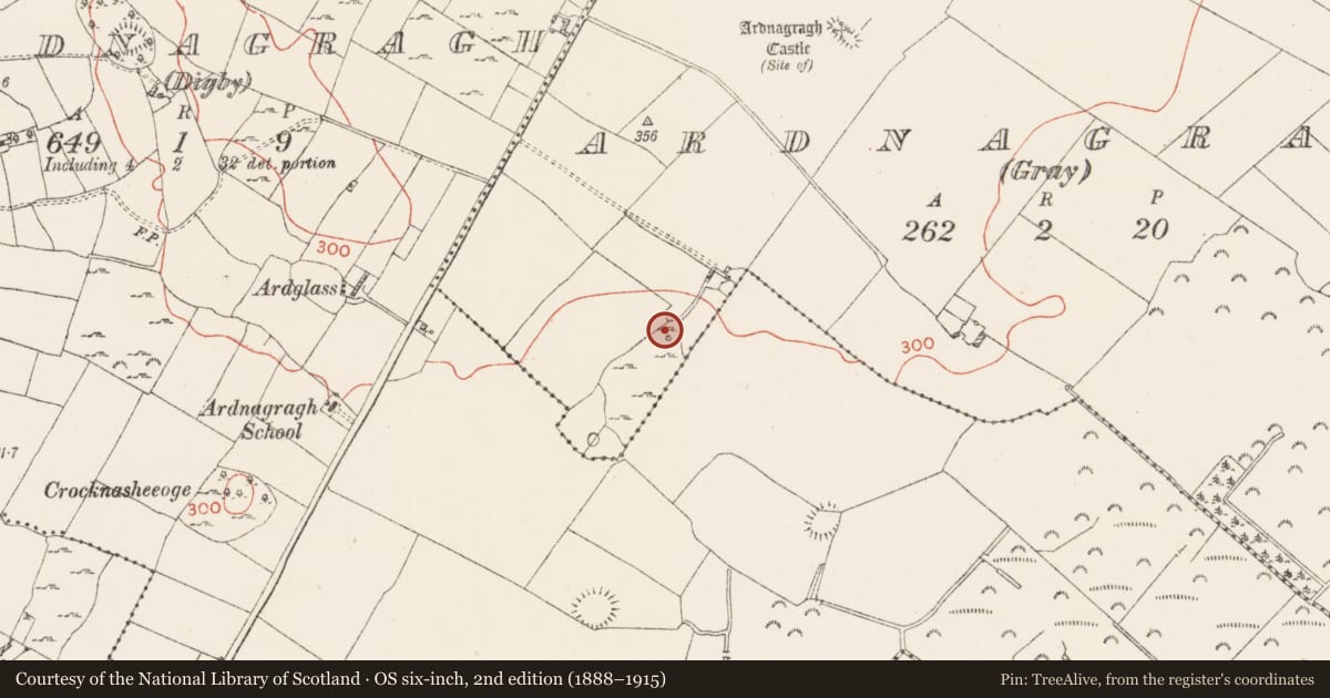 Ordnance Survey six-inch map, 2nd edition (1888–1915) covering the location of Ritual site - holy well, Ardnagragh (Gray), County Westmeath, with a pin at the register's coordinates