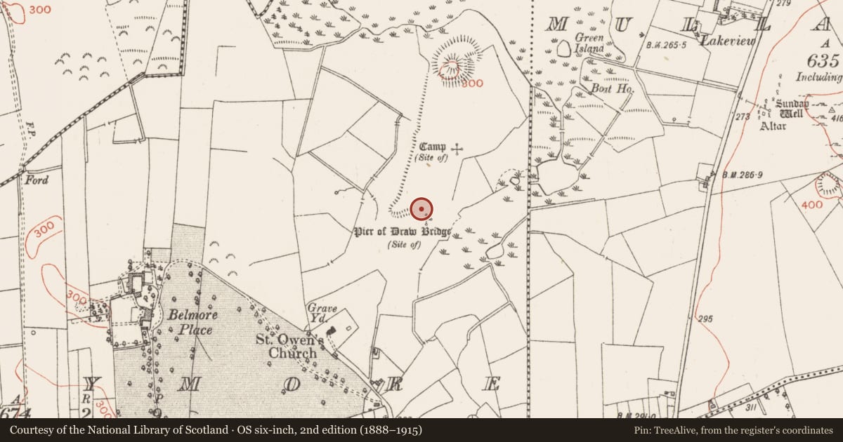 Ordnance Survey six-inch map, 2nd edition (1888–1915) covering the location of House - 16th/17th century, Ballymore, County Westmeath, with a pin at the register's coordinates