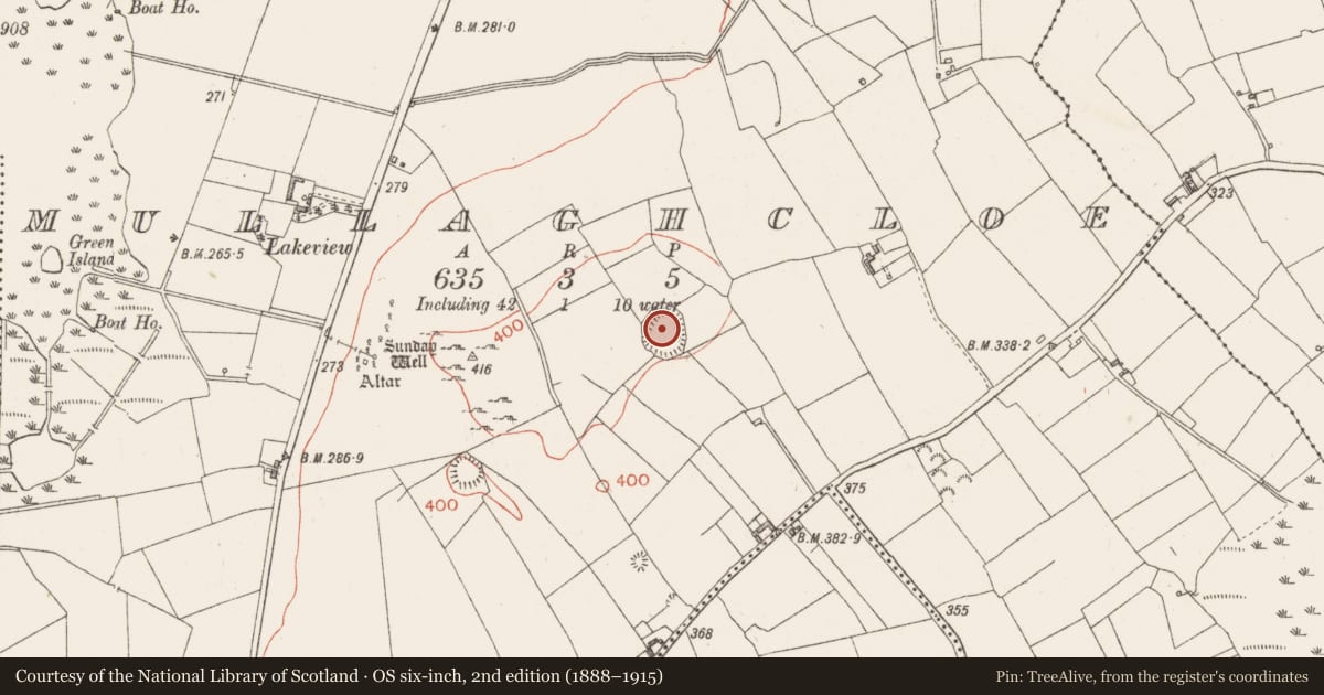 Ordnance Survey six-inch map, 2nd edition (1888–1915) covering the location of Ringfort - rath, Mullaghcloe, County Westmeath, with a pin at the register's coordinates