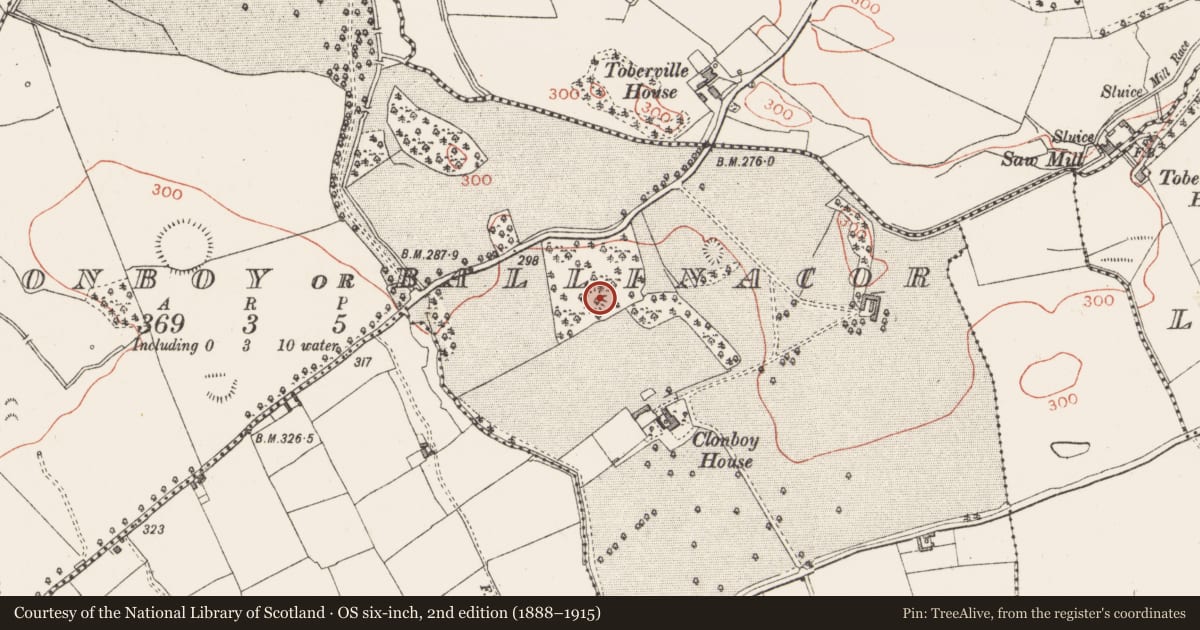 Ordnance Survey six-inch map, 2nd edition (1888–1915) covering the location of Ringfort - unclassified, Clonboy Or Ballinacor, County Westmeath, with a pin at the register's coordinates