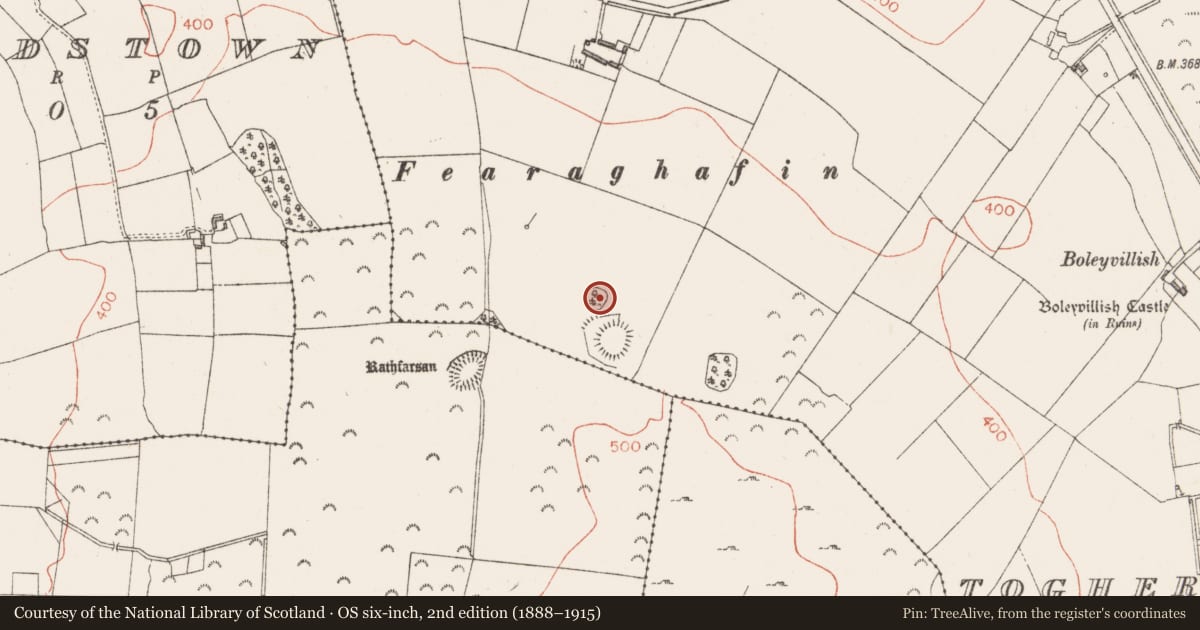 Ordnance Survey six-inch map, 2nd edition (1888–1915) covering the location of Barrow - unclassified, Togherstown, County Westmeath, with a pin at the register's coordinates