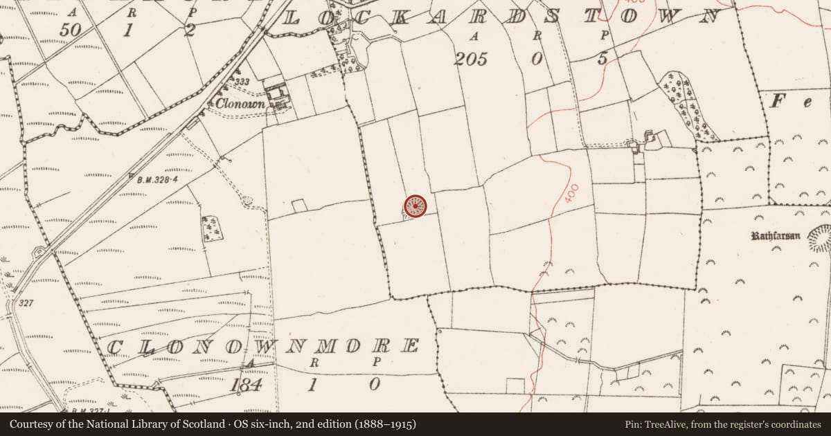 Ordnance Survey six-inch map, 2nd edition (1888–1915) covering the location of Ringfort - rath, Lockardstown, County Westmeath, with a pin at the register's coordinates