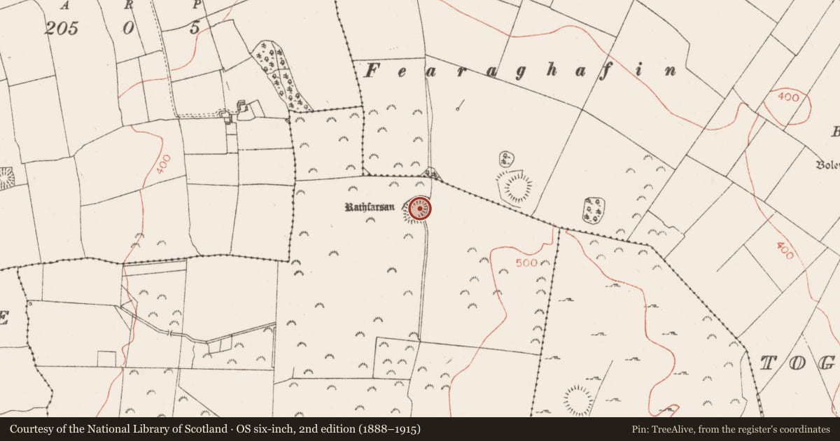 Ordnance Survey six-inch map, 2nd edition (1888–1915) covering the location of House - indeterminate date, Ushnagh Hill, County Westmeath, with a pin at the register's coordinates