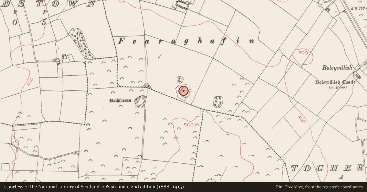 Ordnance Survey six-inch map, 2nd edition (1888–1915) covering the location of Souterrain, Togherstown, County Westmeath, with a pin at the register's coordinates