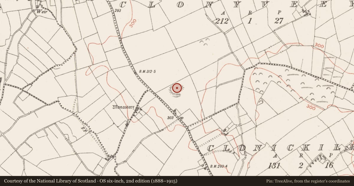 Ordnance Survey six-inch map, 2nd edition (1888–1915) covering the location of Ringfort - rath, Clonyveey, County Westmeath, with a pin at the register's coordinates