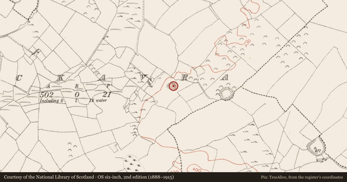 Ordnance Survey six-inch map, 2nd edition (1888–1915) covering the location of Ringfort - rath, Rackavra, County Westmeath, with a pin at the register's coordinates