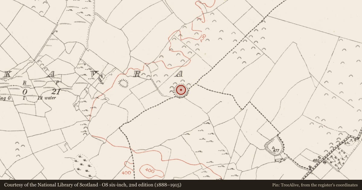 Ordnance Survey six-inch map, 2nd edition (1888–1915) covering the location of Ringfort - rath, Rackavra, County Westmeath, with a pin at the register's coordinates