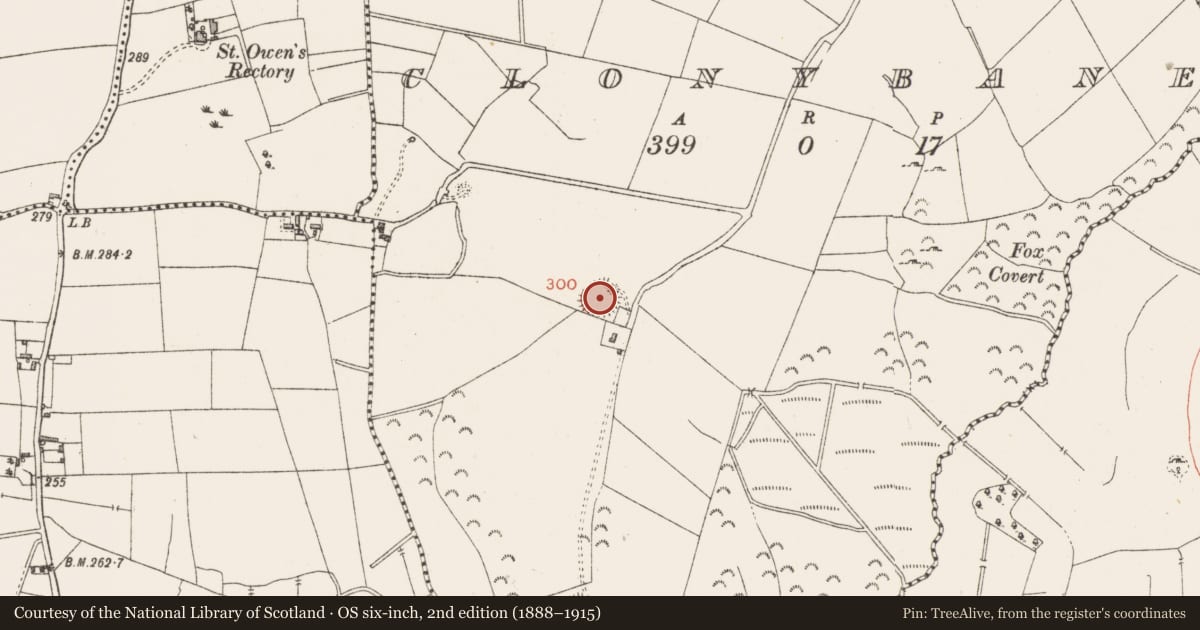 Ordnance Survey six-inch map, 2nd edition (1888–1915) covering the location of Ringfort - rath, Clonybane, County Westmeath, with a pin at the register's coordinates
