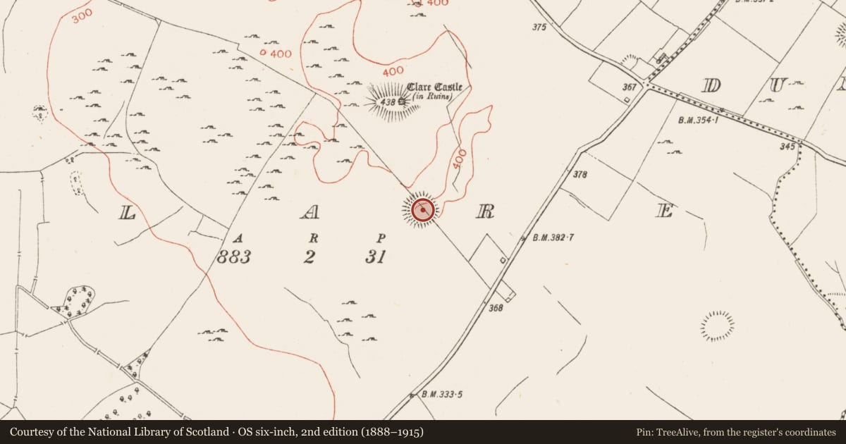 Ordnance Survey six-inch map, 2nd edition (1888–1915) covering the location of Ringfort - rath, Clare, County Westmeath, with a pin at the register's coordinates