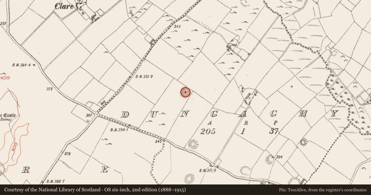 Ordnance Survey six-inch map, 2nd edition (1888–1915) covering the location of Ringfort - rath, Dungaghy, County Westmeath, with a pin at the register's coordinates