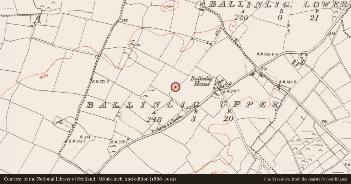 Ordnance Survey six-inch map, 2nd edition (1888–1915) covering the location of Earthwork, Ballinlig Upper, County Westmeath, with a pin at the register's coordinates