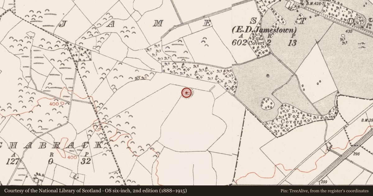 Ordnance Survey six-inch map, 2nd edition (1888–1915) covering the location of Ringfort - rath, Jamestown, County Westmeath, with a pin at the register's coordinates