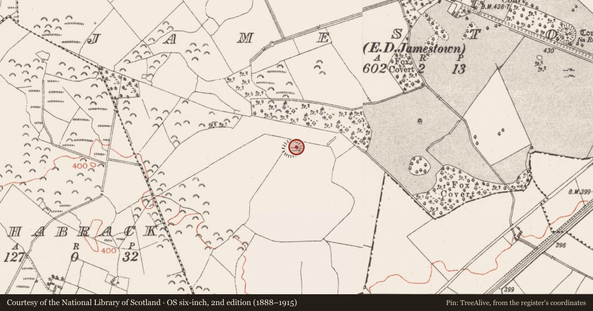 Ordnance Survey six-inch map, 2nd edition (1888–1915) covering the location of House - indeterminate date, Jamestown, County Westmeath, with a pin at the register's coordinates