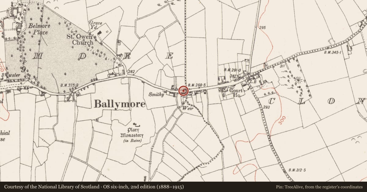 Ordnance Survey six-inch map, 2nd edition (1888–1915) covering the location of Settlement deserted - medieval, County Westmeath, with a pin at the register's coordinates