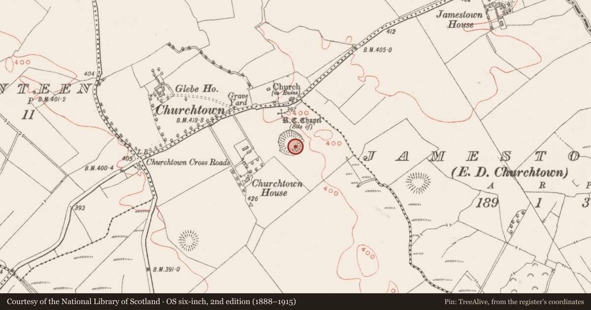 Ordnance Survey six-inch map, 2nd edition (1888–1915) covering the location of House - indeterminate date, Milltown, County Westmeath, with a pin at the register's coordinates