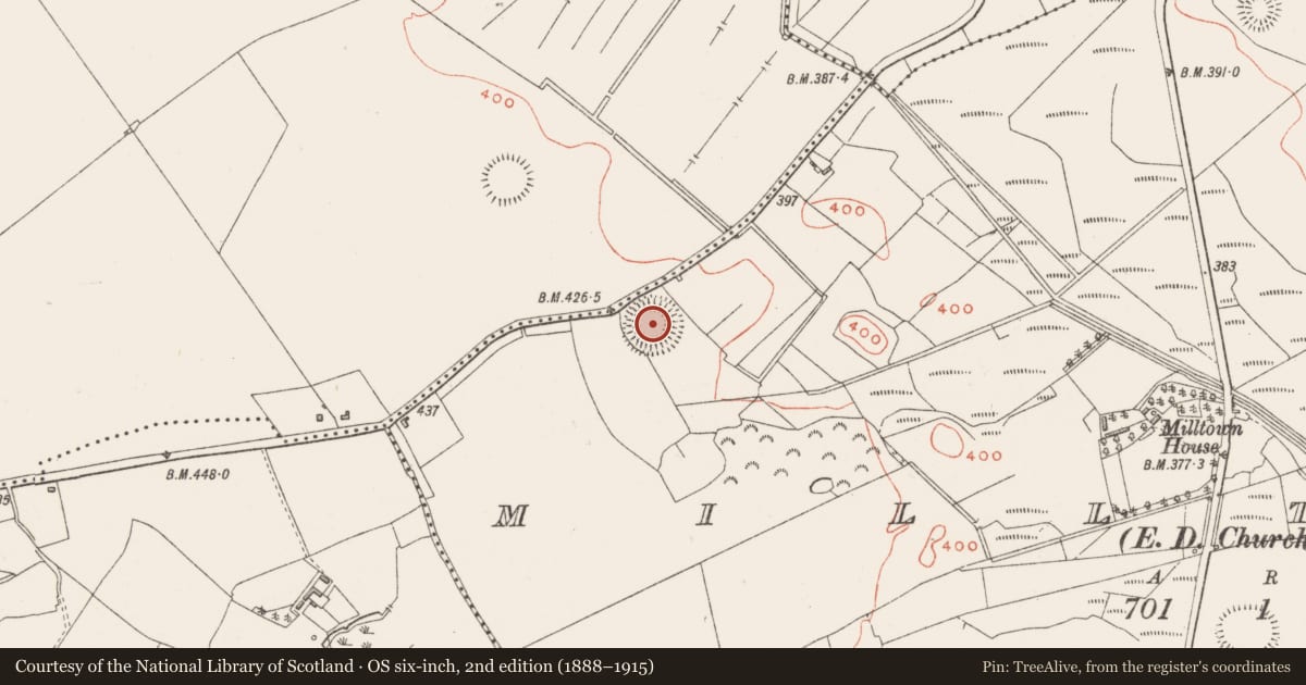 Ordnance Survey six-inch map, 2nd edition (1888–1915) covering the location of Ringfort - rath, Milltown, County Westmeath, with a pin at the register's coordinates