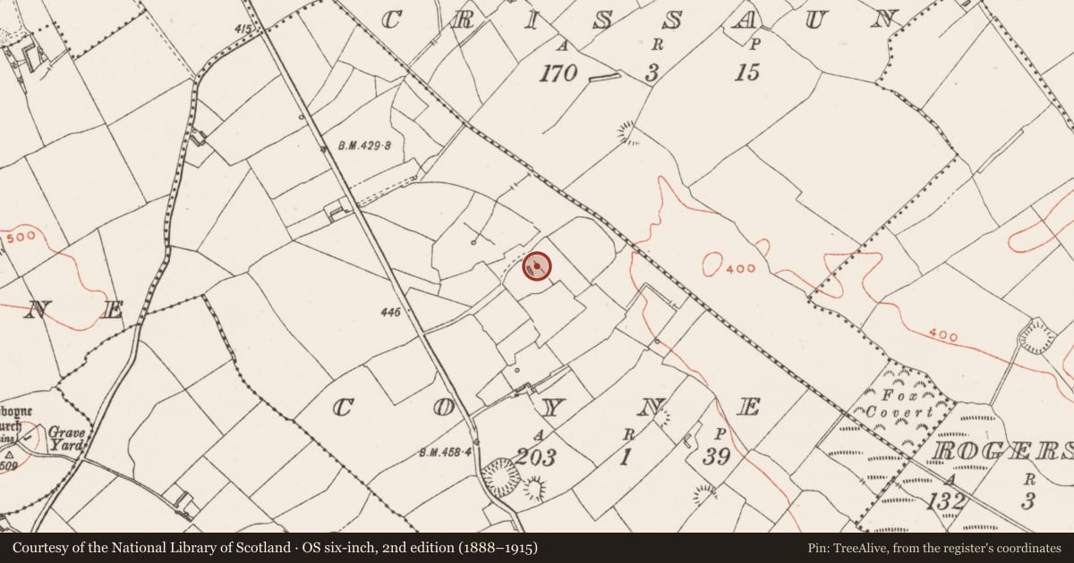 Ordnance Survey six-inch map, 2nd edition (1888–1915) covering the location of Castle - unclassified, Coyne, County Westmeath, with a pin at the register's coordinates