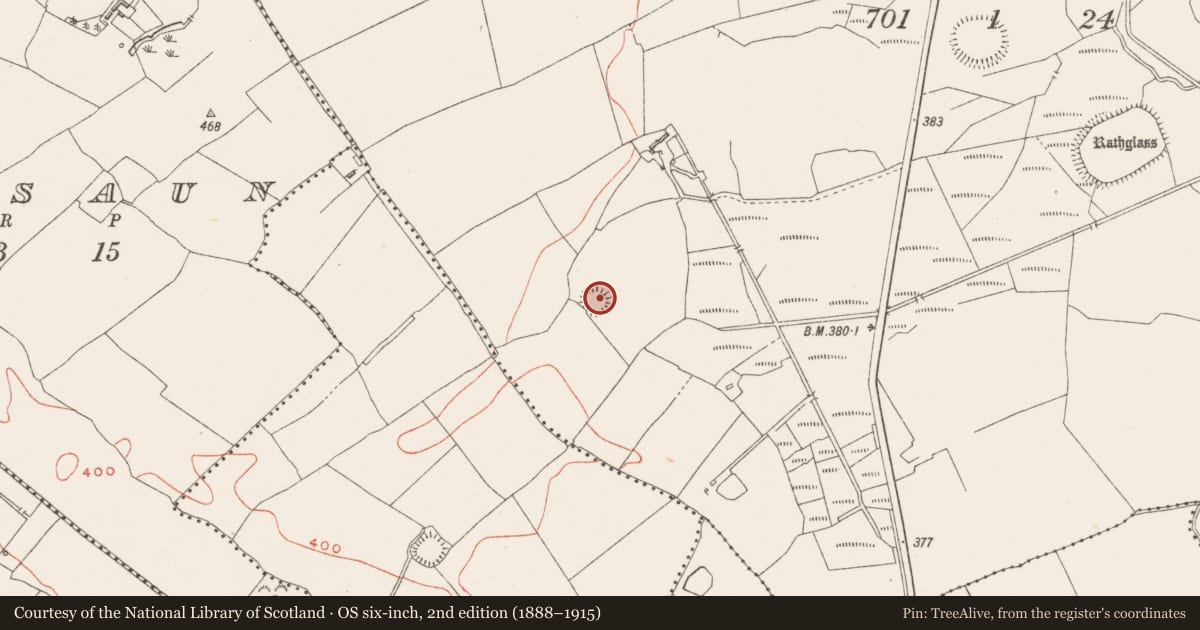 Ordnance Survey six-inch map, 2nd edition (1888–1915) covering the location of Ringfort - rath, Milltown, County Westmeath, with a pin at the register's coordinates
