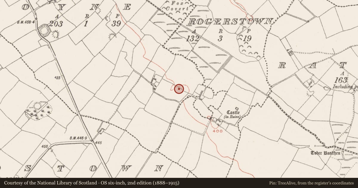 Ordnance Survey six-inch map, 2nd edition (1888–1915) covering the location of Souterrain, Coyne, County Westmeath, with a pin at the register's coordinates