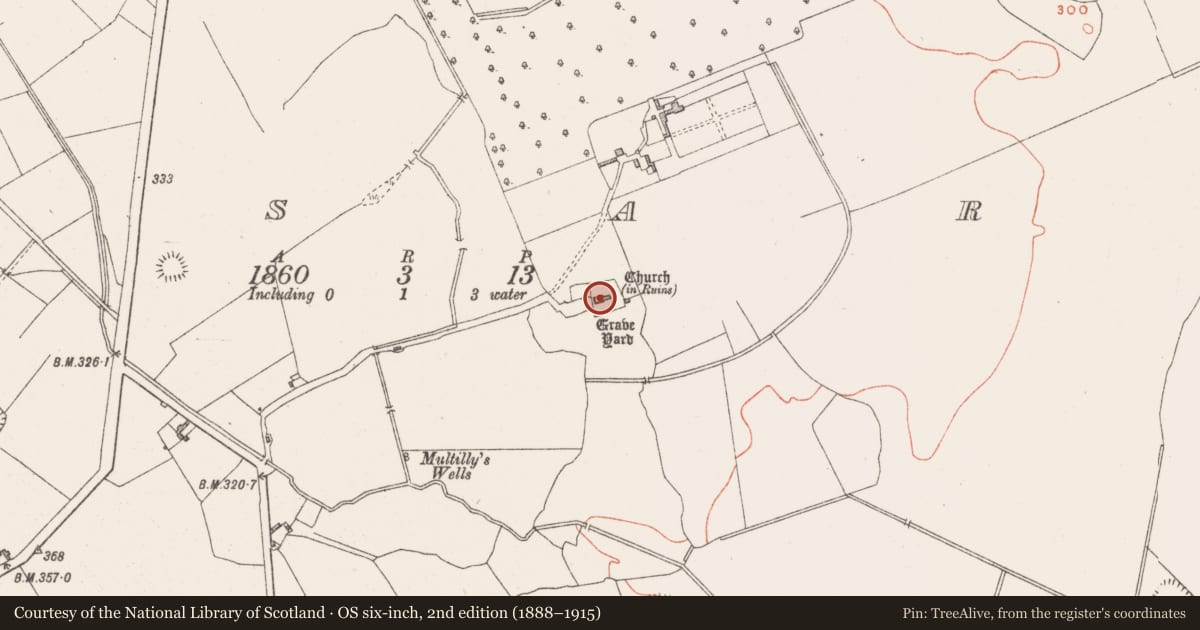 Ordnance Survey six-inch map, 2nd edition (1888–1915) covering the location of Church, Dysart, County Westmeath, with a pin at the register's coordinates